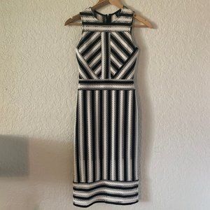 black and white striped lacey eyelet dress